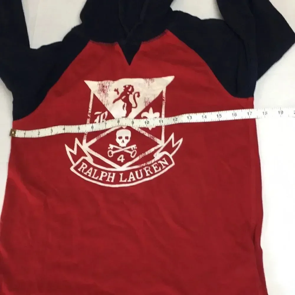 Polo by Ralph Lauren Boys Red and Blue Long Sleeve Hoodie Shirt Size XL (14-16)